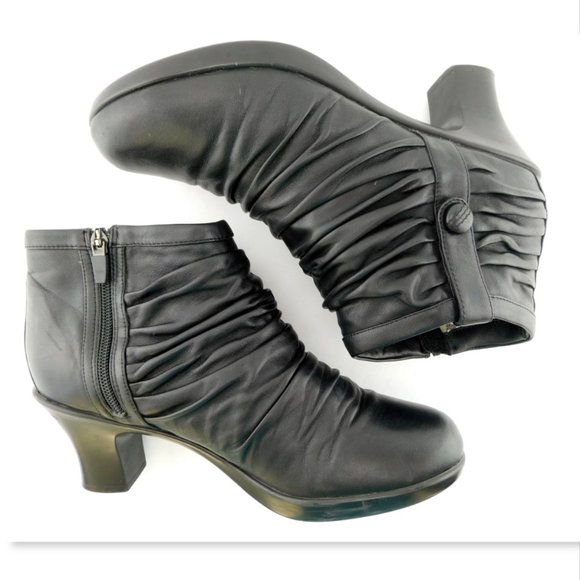 DANSKO Black Leather Pleated Button Ankle Boots 41 - Picture 3 of 7